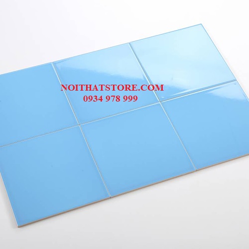 Gạch thẻ vuông xanh dương bóng phẳng 10×10