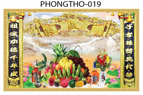 Gạch tranh 3D treo phòng thờ 019