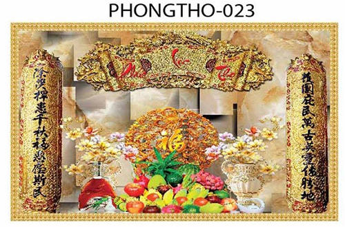 Gạch tranh 3D treo phòng thờ 023