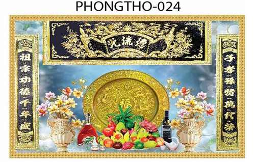 Gạch tranh 3D treo phòng thờ 024