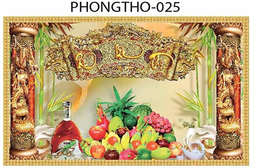 Gạch tranh 3D treo phòng thờ 025