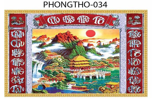 Gạch tranh 3D treo phòng thờ 034