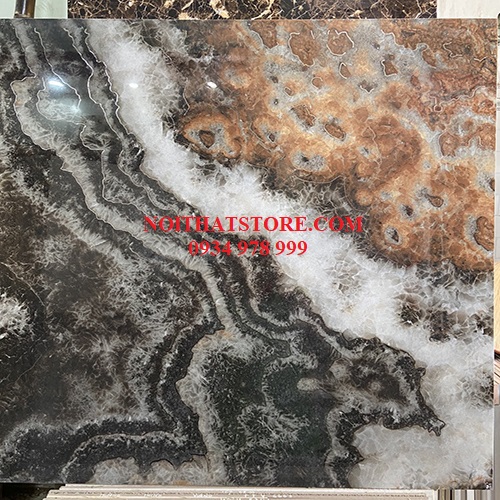 Gạch Trung Quốc 80×80 khắc kim nâu đen