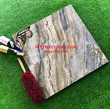 Gạch Trung Quốc 80×80 ngọc thạch xanh nâu vân đá