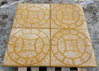 Gạch vỉa hè Terrazzo 40×40 đồng tiền vàng
