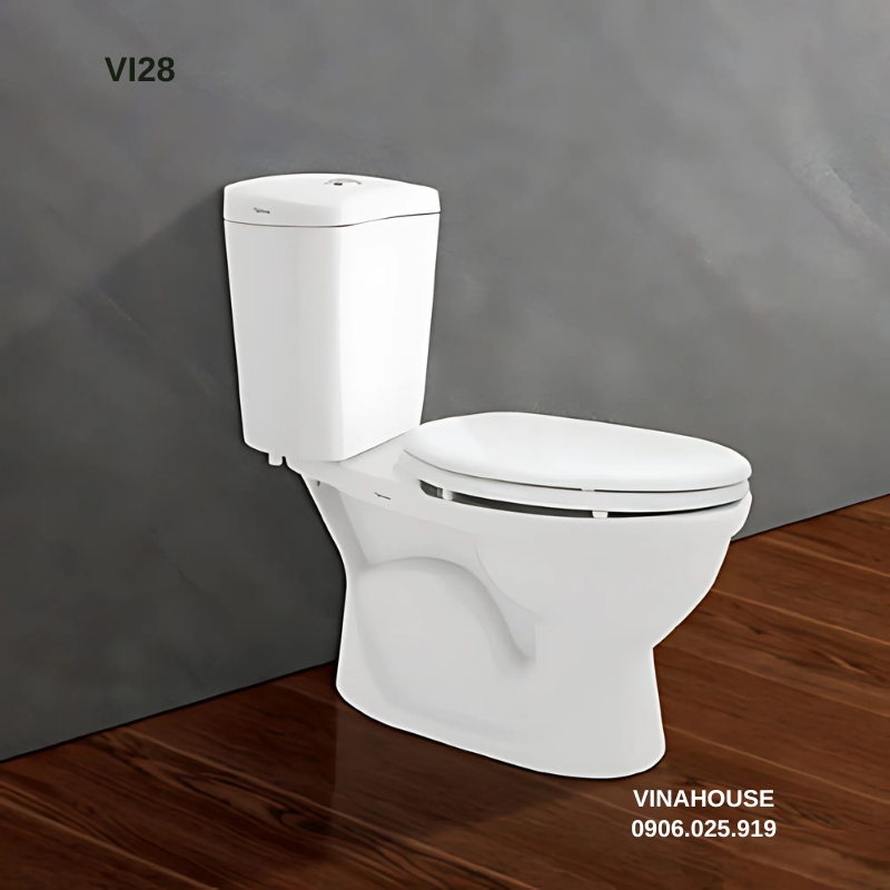 Bồn cầu 2 khối Viglacera VI28 nắp thường