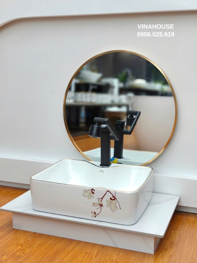 Chậu Lavabo hình chữ nhật đặt bàn