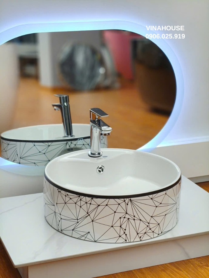 Chậu Lavabo sứ tròn đặt bàn
