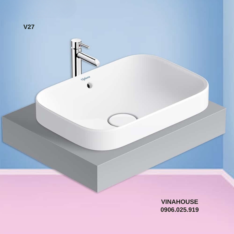 Chậu lavabo dương vành Viglacera V27