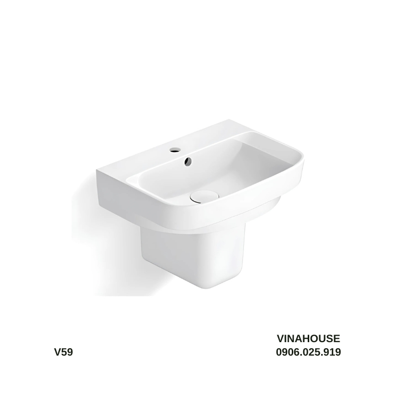 Chậu lavabo treo tường chân lửng Viglacera V59