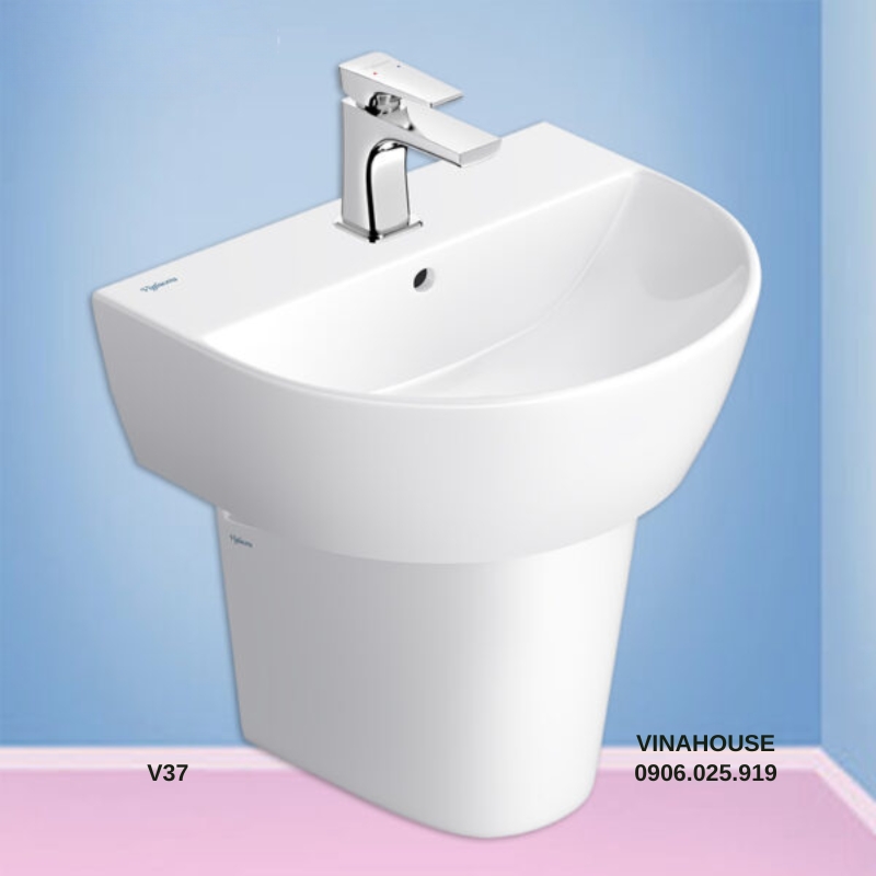 Chậu Rửa Lavabo Viglacera V37 Chân Treo