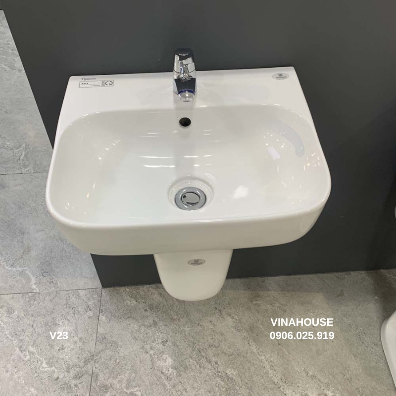 Chậu rửa mặt Viglacera treo tường chân lửng V23