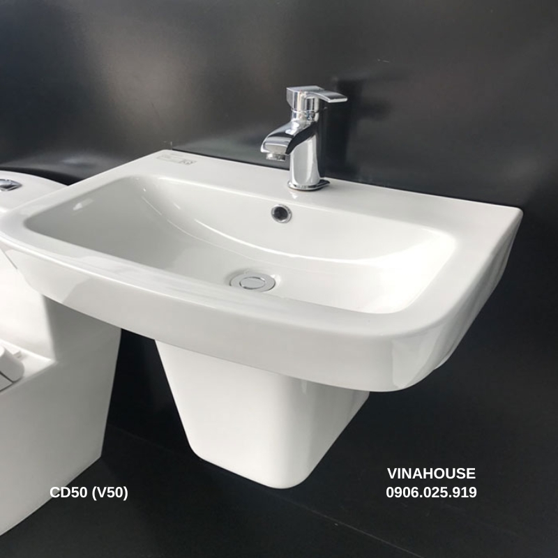 Chậu rửa mặt và chân lửng Viglacera CD50 (V50)