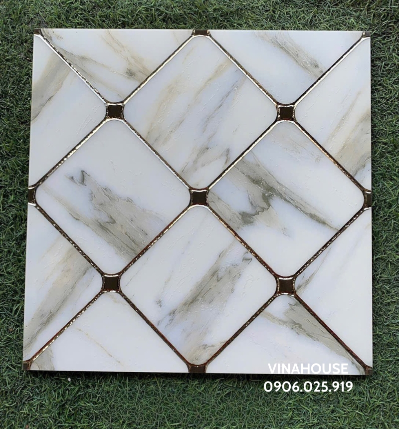 Gạch trang trí 30×30 khắc kim vàng vân đá