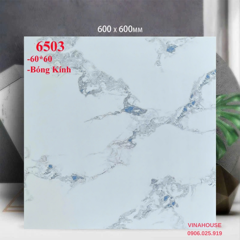 Gạch 60×60 trắng vân xám 6503