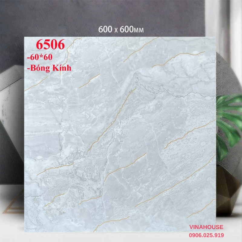 Gạch 60×60 xám chỉ vàng 6506