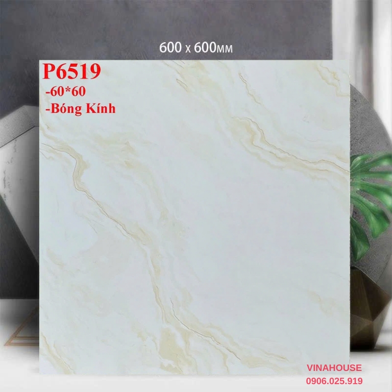 Gạch 60×60 bóng kính vân vàng 6519