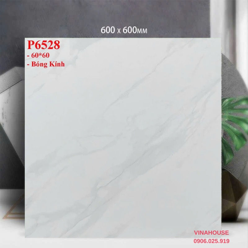 Gạch 60×60 trắng bóng kính 6528