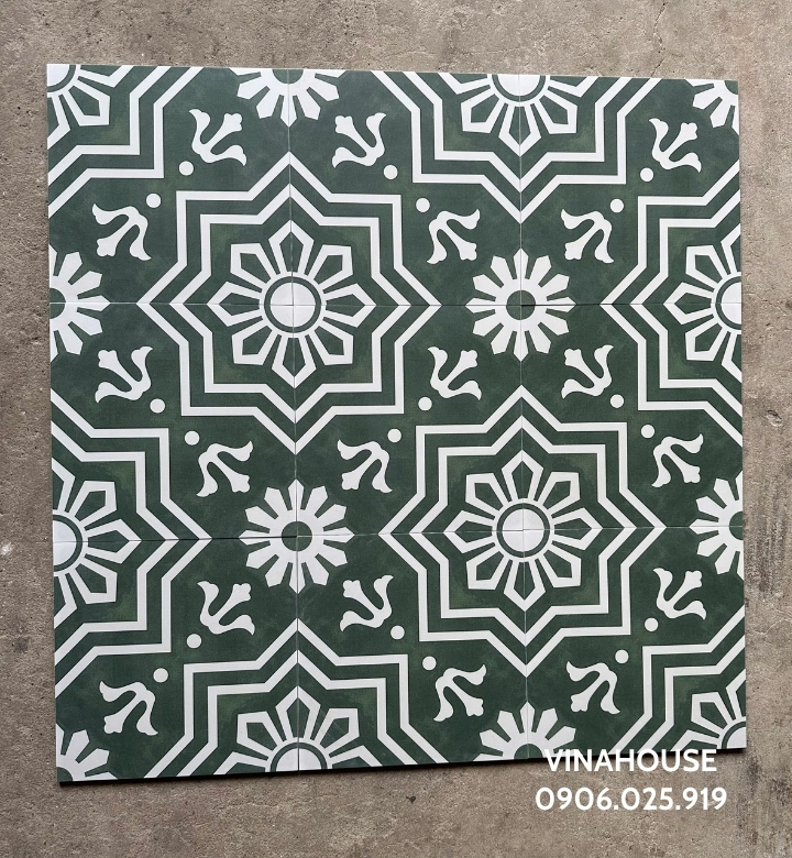 Gạch bông 30×30 hoa văn xanh rêu