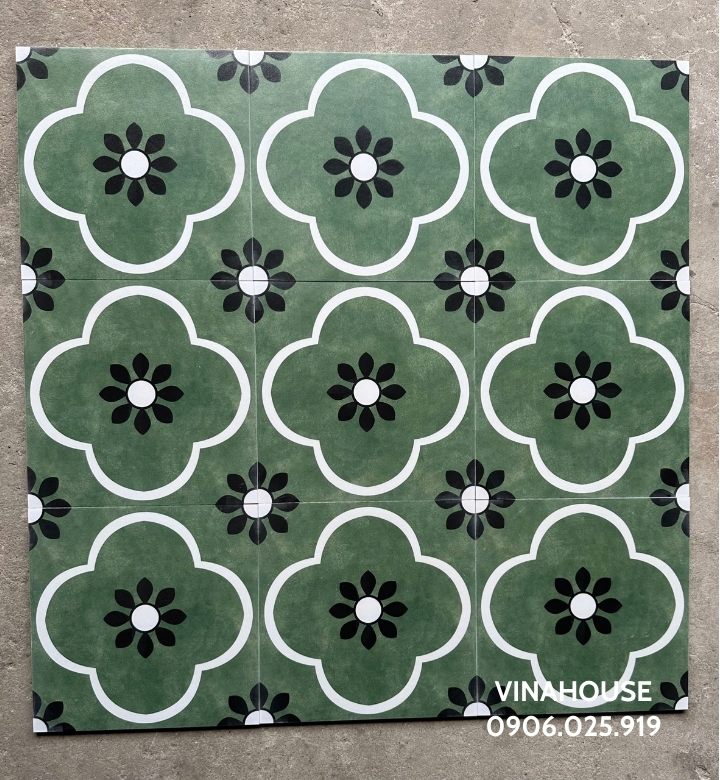 Gạch bông men 30×30 màu xanh cổ điển