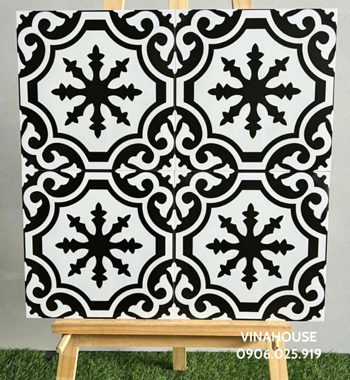 Gạch bông men 30×30 trắng đen
