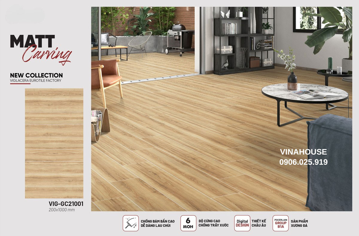 Gạch giả gỗ 20×100 Viglacera GC21001