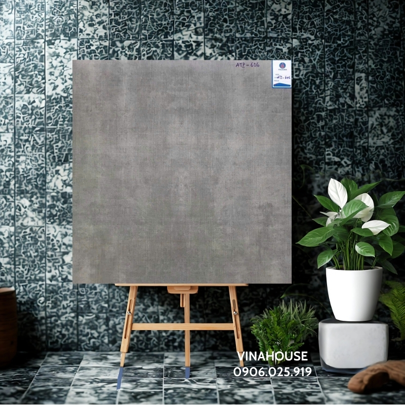 Gạch 60×60 Viglacera ATP606 men mờ xám bê tông