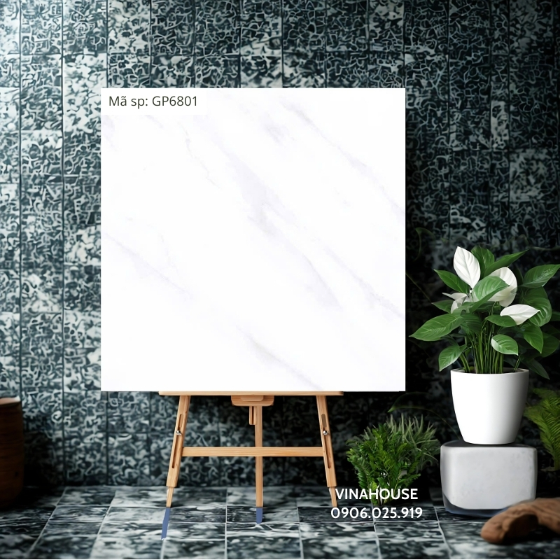 Gạch 60×60 Viglacera trắng vân đá GP6801