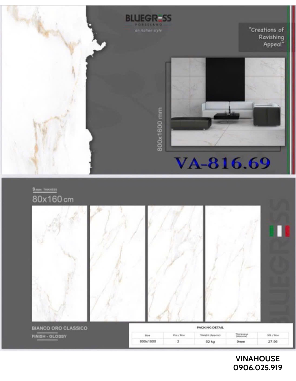 Gạch lát nền 80×160 VA81669