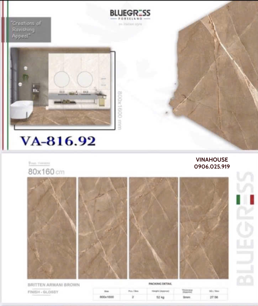 Gạch lát nền 80×160 bóng VA81692