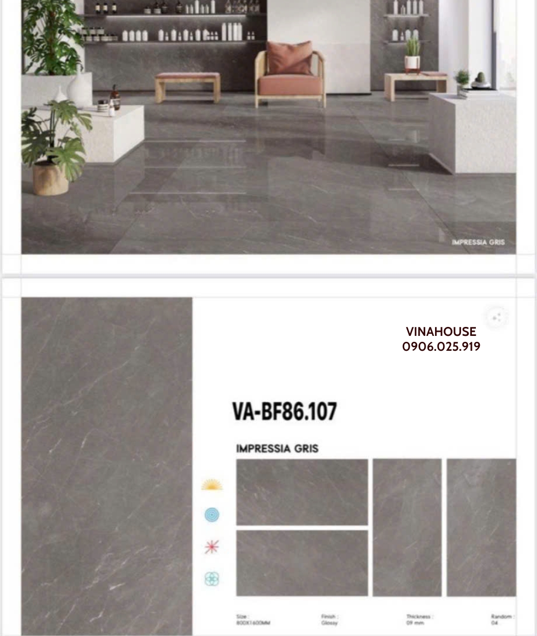 Gạch lát nền 80×160 bóng VABF86107