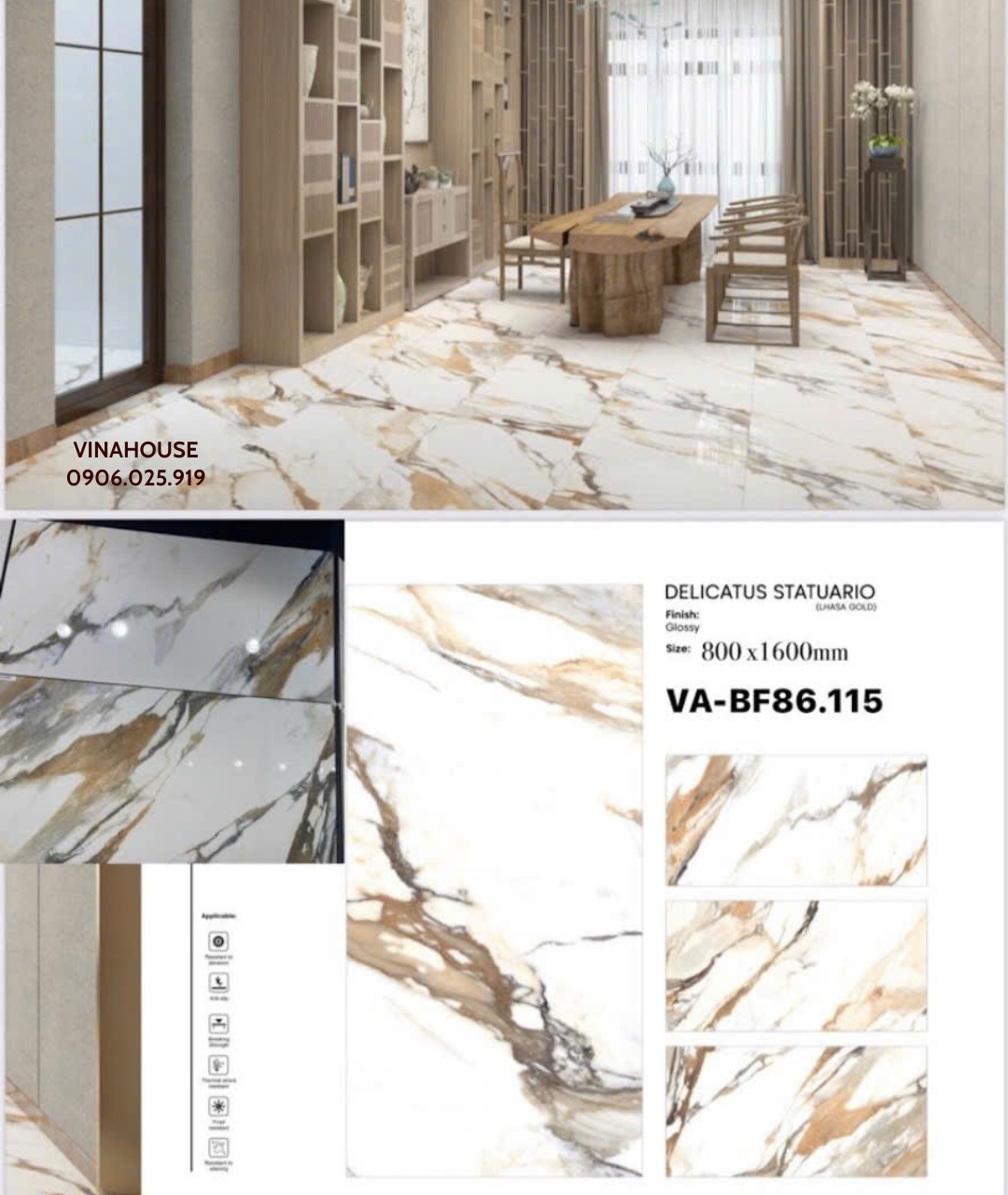 Gạch lát nền 80×160 bóng VABF86115