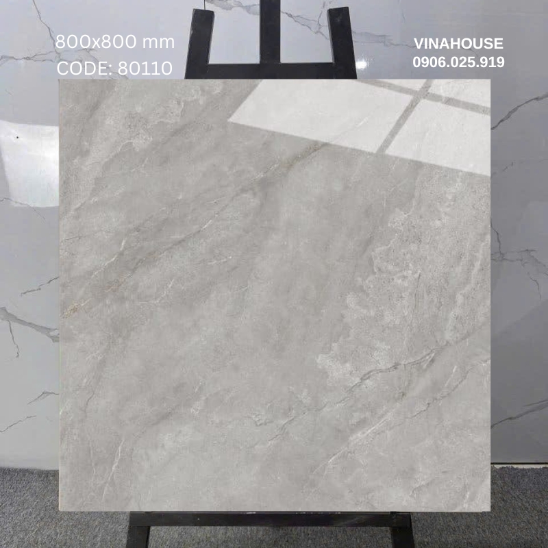 Gạch lát nền Catalan 80×80 xám men bóng 80110