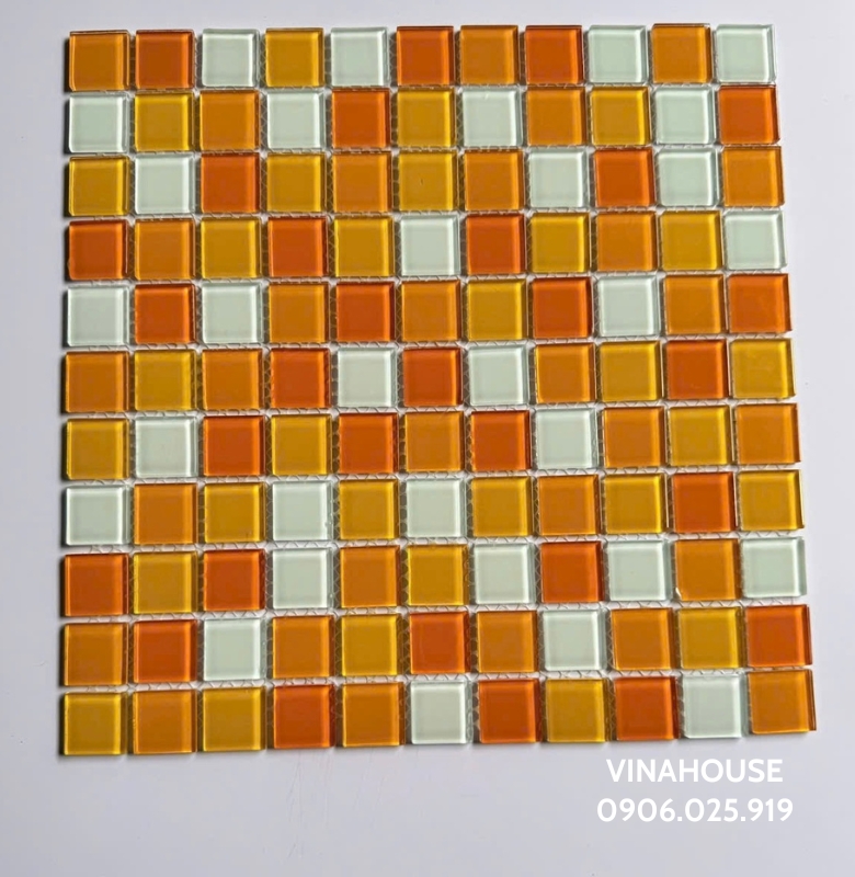 Gạch mosaic màu cam trộn