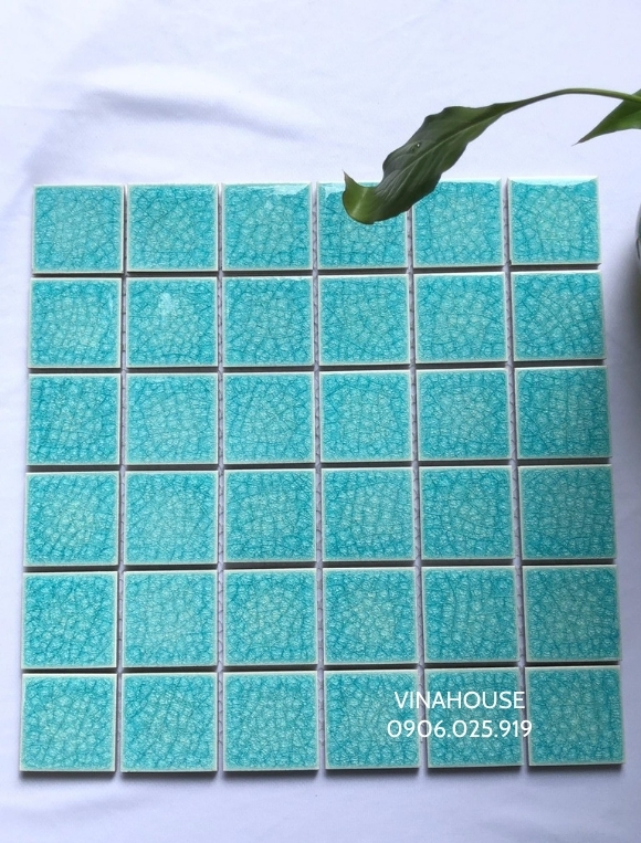 Gạch mosaic gốm men rạn xanh ngọc