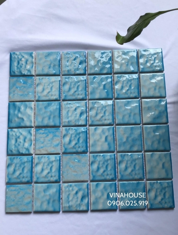 Gạch mosaic gốm sóng biển màu xanh dương