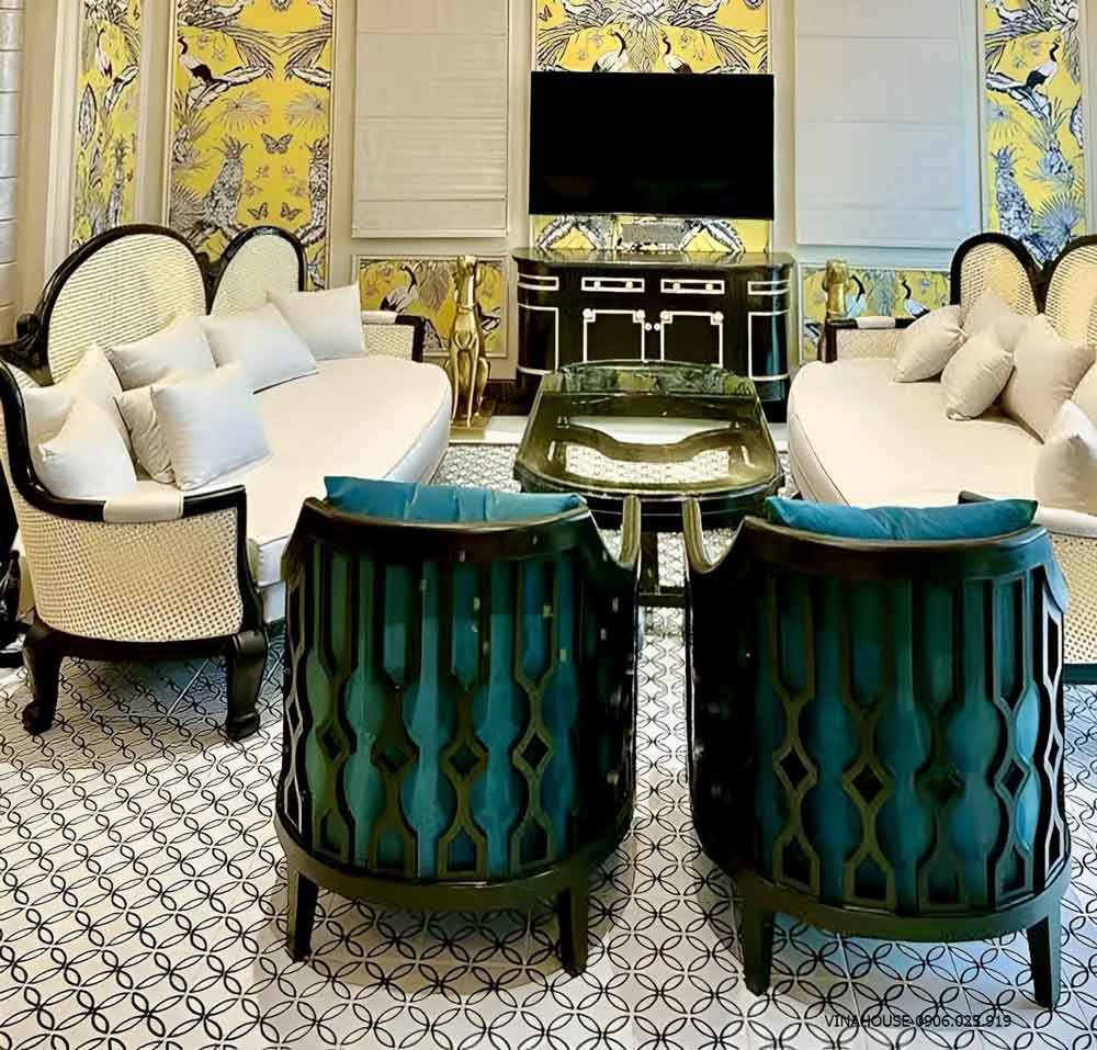 Gạch bông men cổ điển trắng đen L204