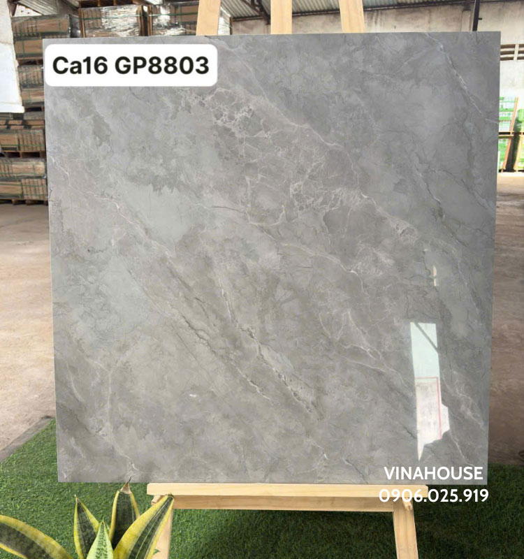 Gạch 80×80 Viglacera Ca16-GP8803 vân đá xám bóng kính