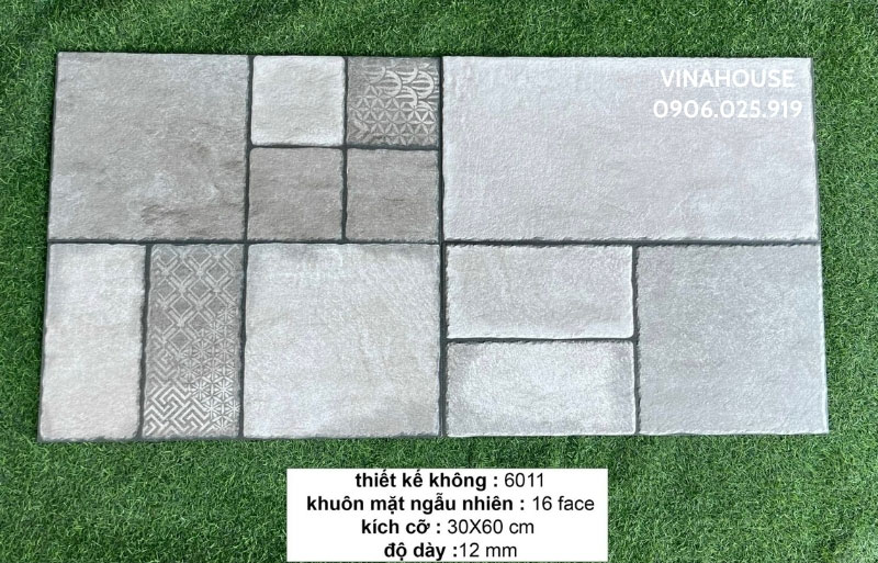 Gạch men giả đá màu xám 30×60
