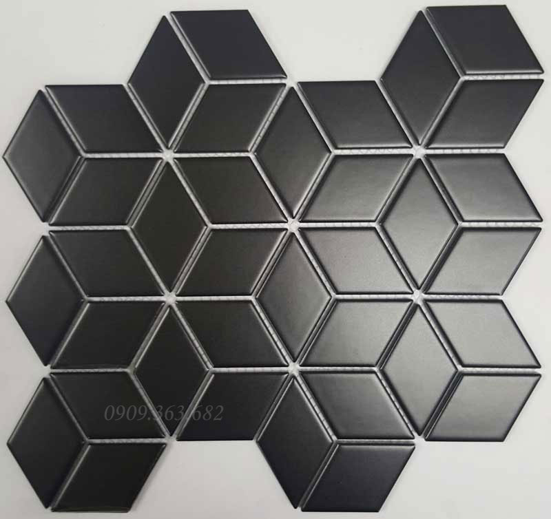 Gạch mosaic kim cương lập phương đen