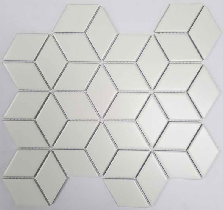 Gạch mosaic kim cương lập phương trắng