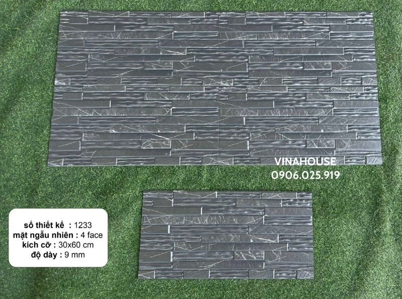 Gạch trang trí 30×60 đá ghép đen