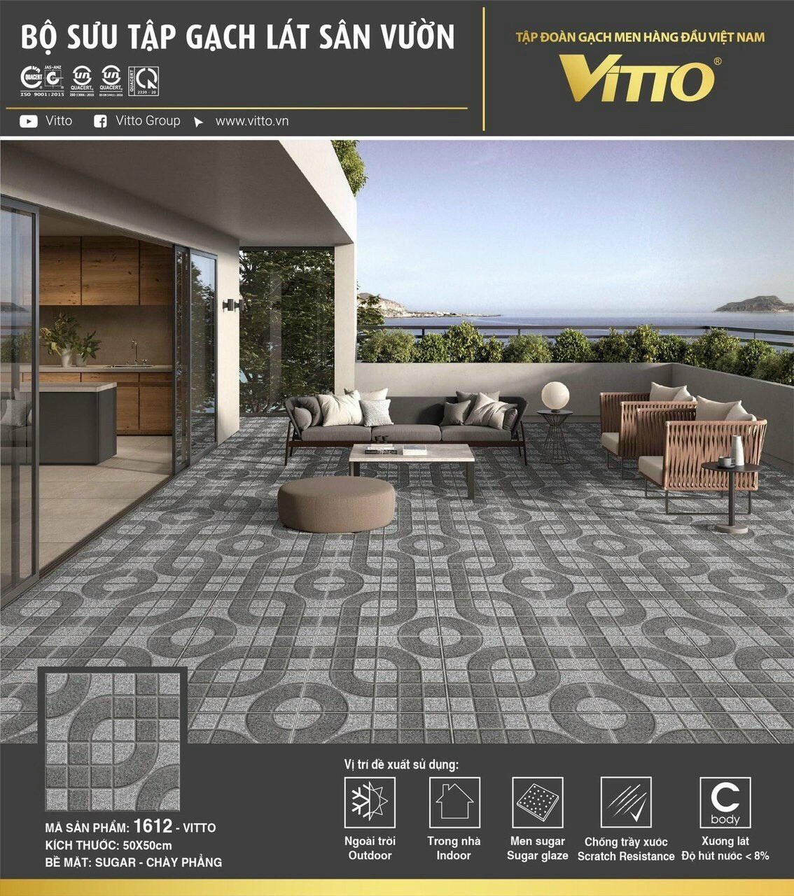 Gạch lát sân vườn Vitto Maximos mã 1612