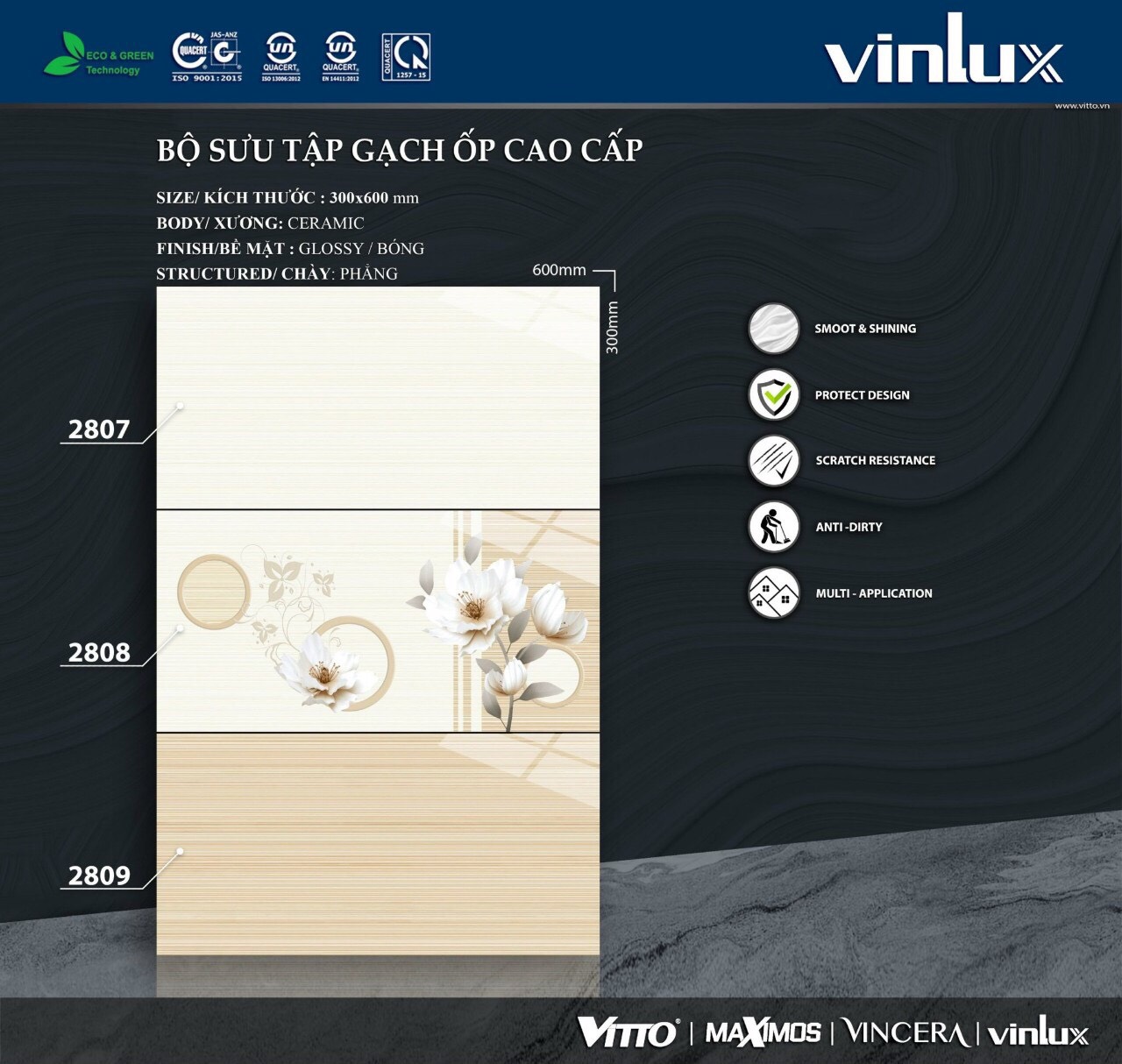 Gạch 30×60 Vulux mã 2807-2809