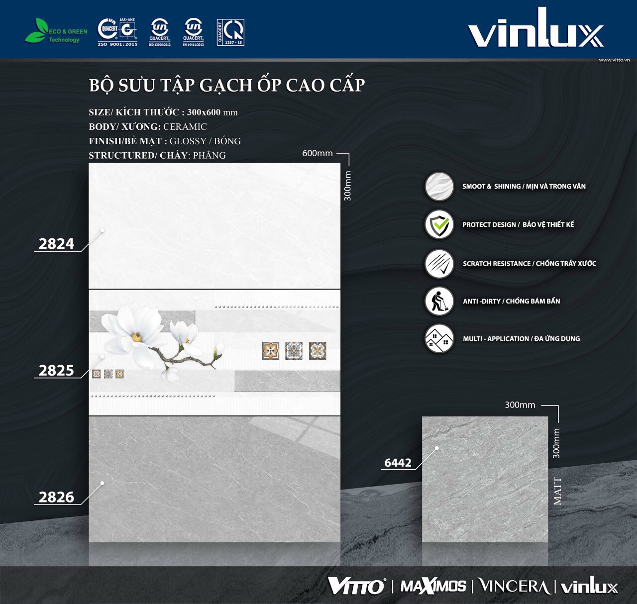 Gạch 30×60 Vinlux mã 2824-2826