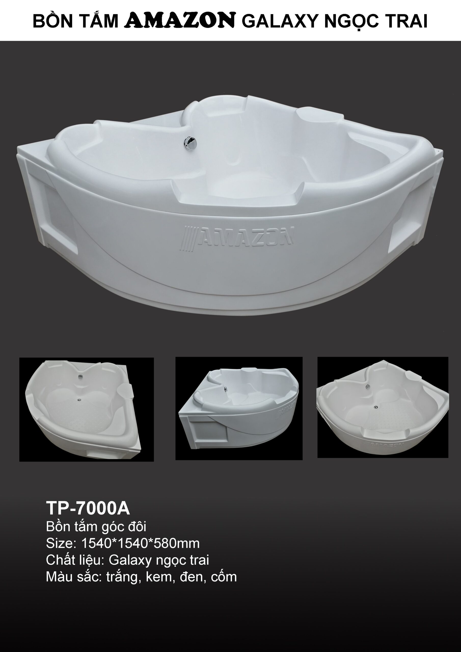 Bồn tắm Amazon mã TP-7000A bồn góc đôi