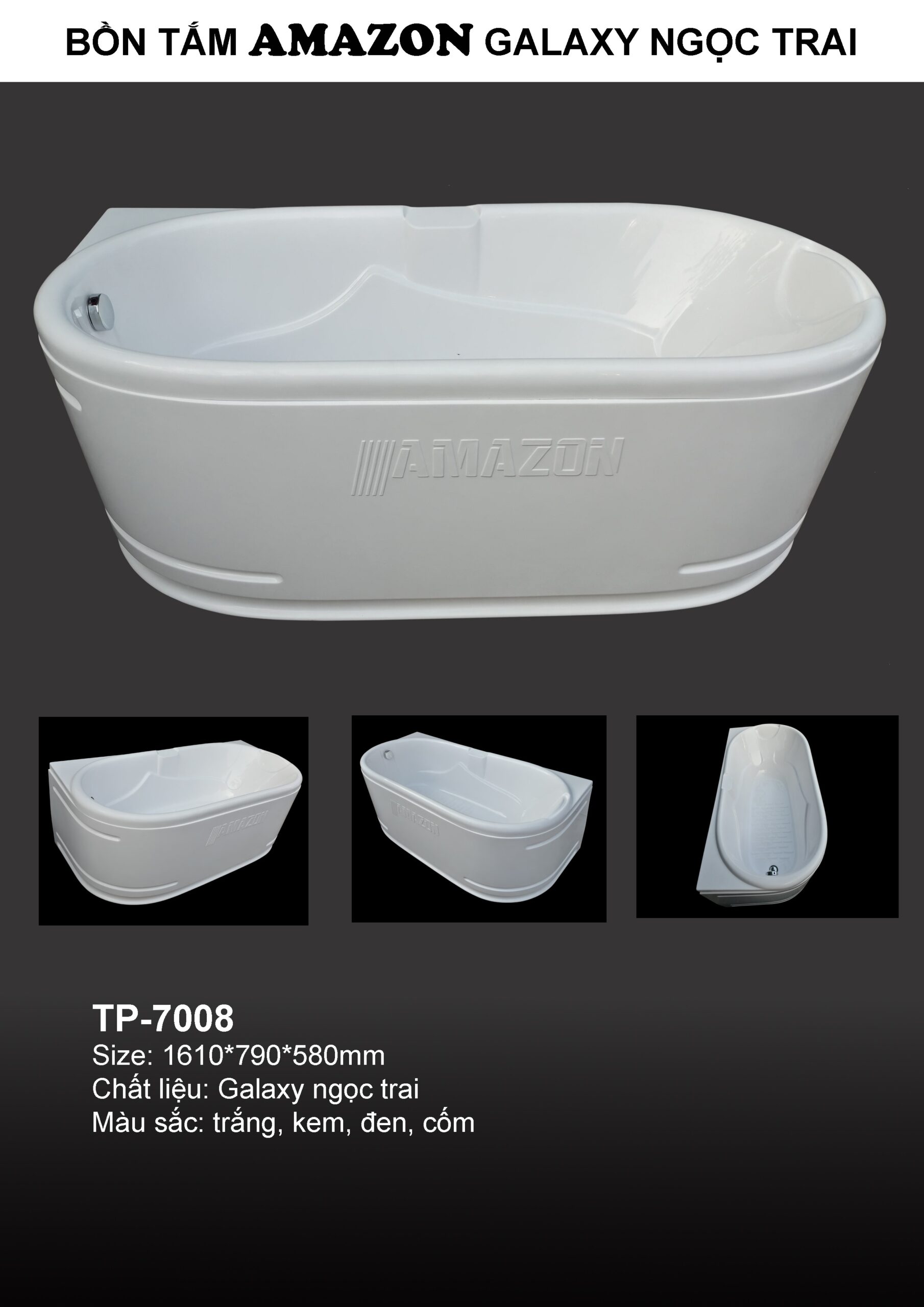 Bồn tắm Amazon mã TP-7008 hình  Elip
