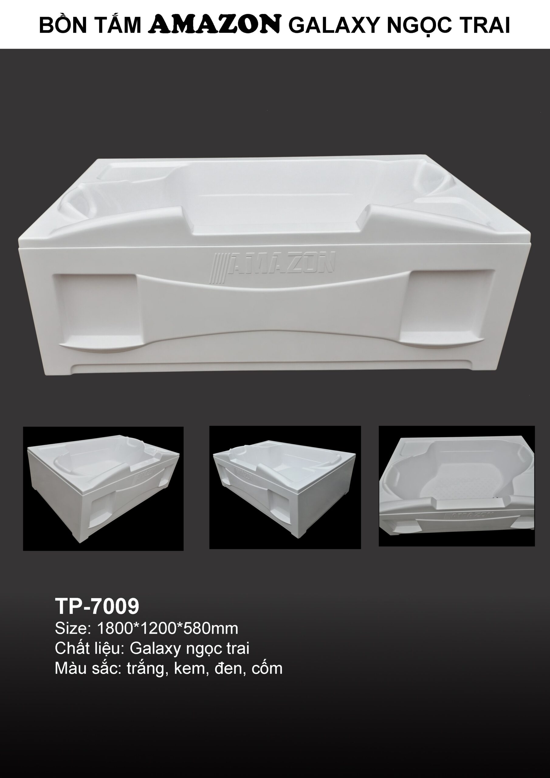 Bồn tắm Amazon mã TP-7009 hình  chữ nhật