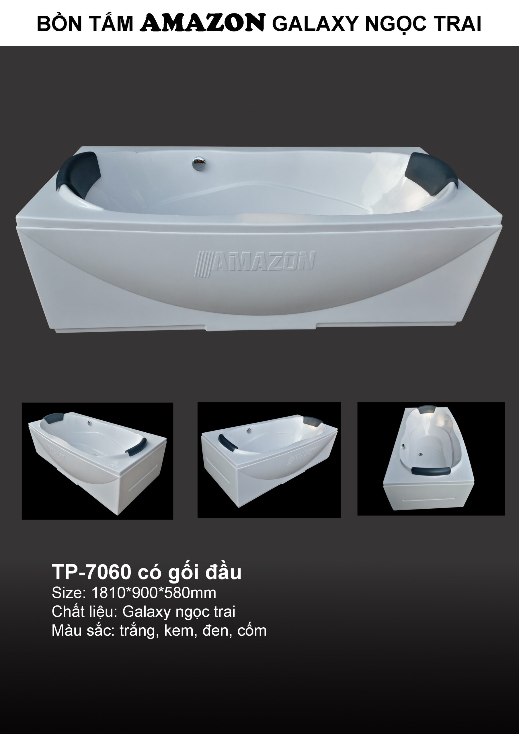 Bồn tắm Amazon mã TP-7060 có gối
