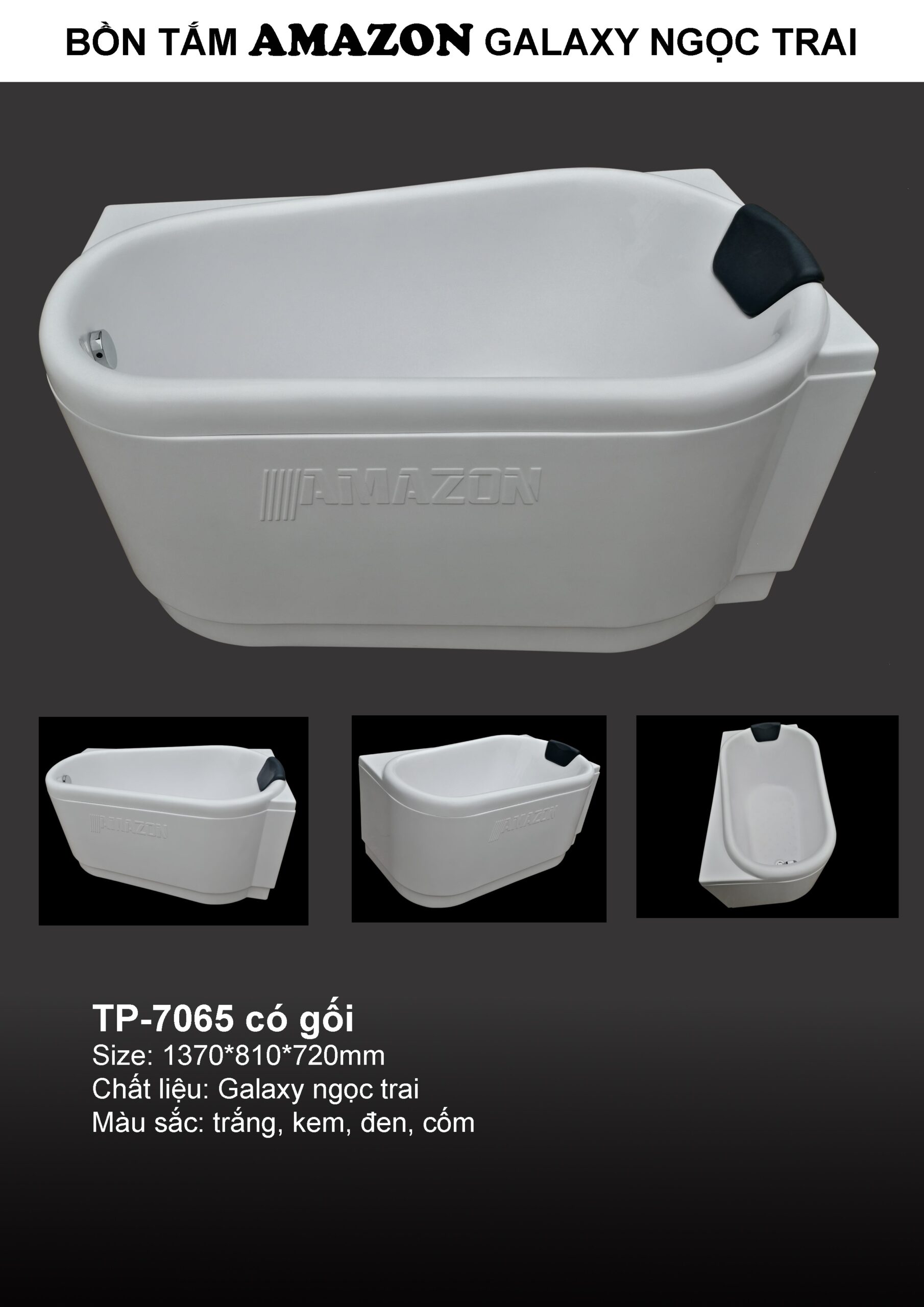 Bồn tắm Amazon mã TP-7065  có gối